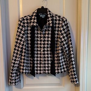 CeCe Black and White Houndstooth Blazer